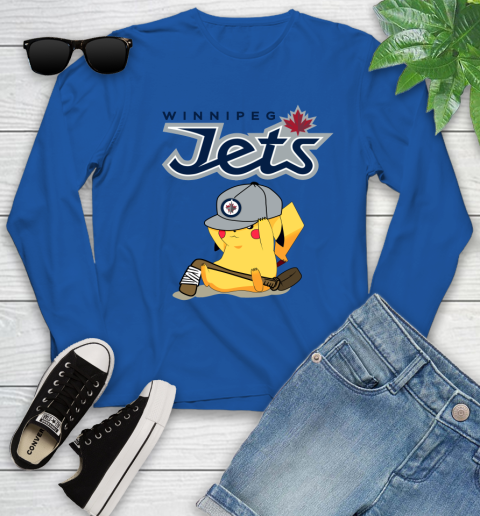 NHL Pikachu Hockey Sports Winnipeg Jets Youth Long Sleeve 9