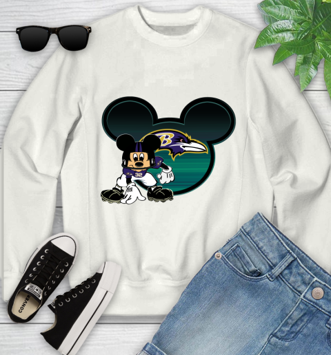 NFL Baltimore Ravens Mickey Mouse Disney Football T Shirt Youth Sweatshirt