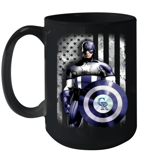 Colorado Rockies MLB Baseball Captain America Marvel Avengers American Flag Shirt Ceramic Mug 15oz