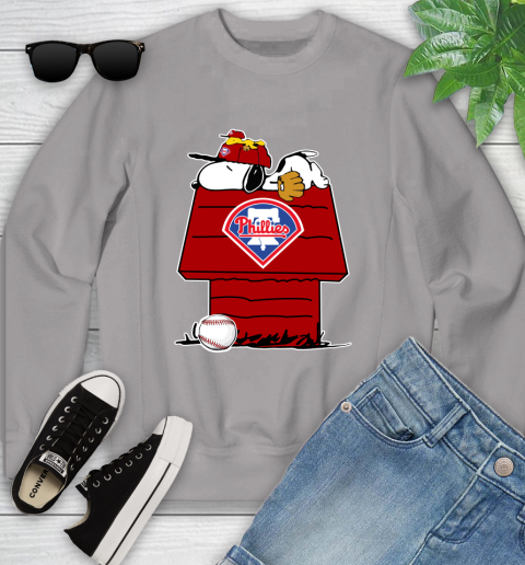 MLB Philadelphia Phillies Snoopy Woodstock The Peanuts Movie Baseball T Shirt_000 Youth Sweatshirt 4