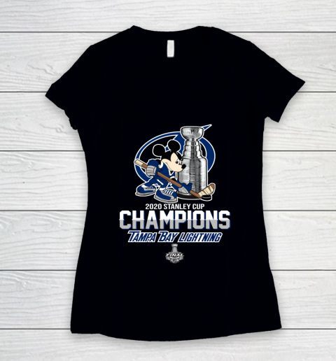 Tampa Bay Lightning Final 2020 Stanley Champions Mickey Mouse Women's V-Neck T-Shirt