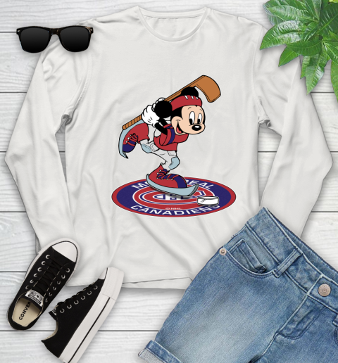 NHL Hockey Montreal Canadiens Cheerful Mickey Disney Shirt Youth Long Sleeve 12