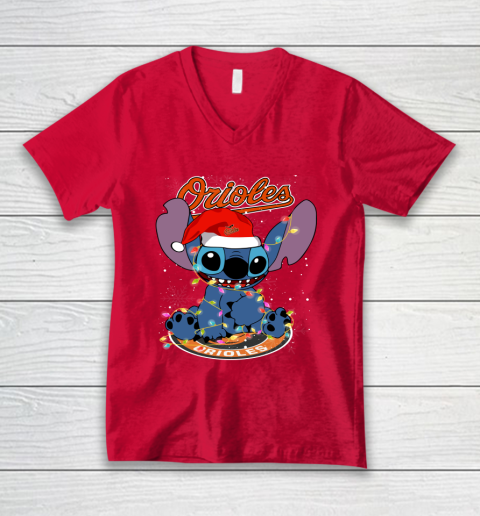 Baltimore Orioles MLB noel stitch Baseball Christmas V-Neck T-Shirt 3
