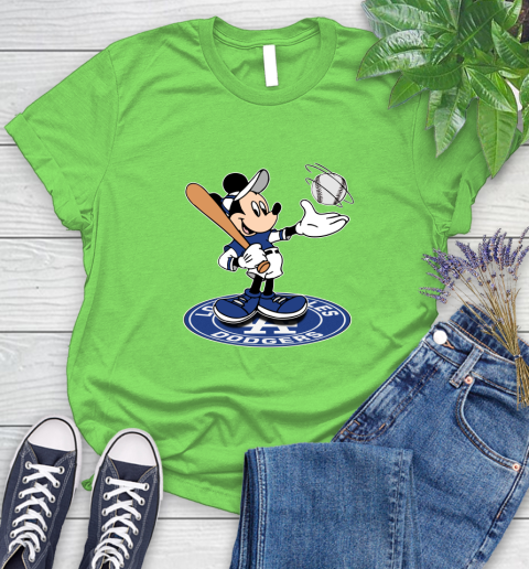 MLB Baseball Los Angeles Dodgers Cheerful Mickey Disney Shirt Women's T-Shirt 10