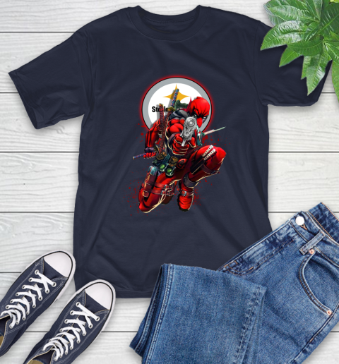 NFL Deadpool Marvel Comics Sports Football Pittsburgh Steelers T-Shirt 4