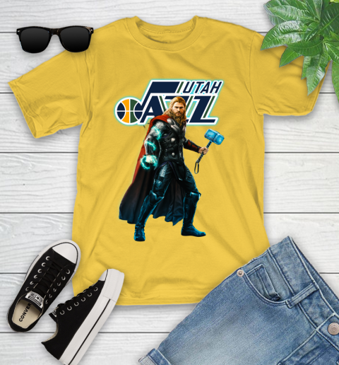 NBA Thor Avengers Endgame Basketball Utah Jazz Youth T-Shirt 8