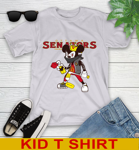 Ottawa Senators NHL Hockey Mickey Peace Sign Sports Youth T-Shirt 5