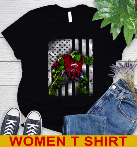 Miami Heat Hulk Marvel Avengers NBA Basketball American Flag Women's T-Shirt