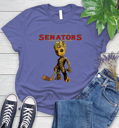 Ottawa Senators NHL Hockey Groot Marvel Guardians Of The Galaxy Women's T-Shirt 11