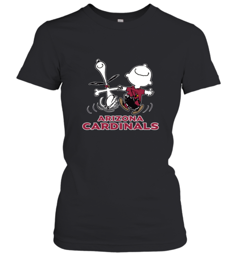 Snoopy And Charlie Brown Happy Arizona Cardinals Fans Women's T-Shirt