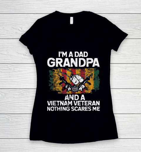 Grandpa Funny Gift Apparel  I'm A Dad Grandpa Vietnam Veteran Fathers Day Women's V-Neck T-Shirt