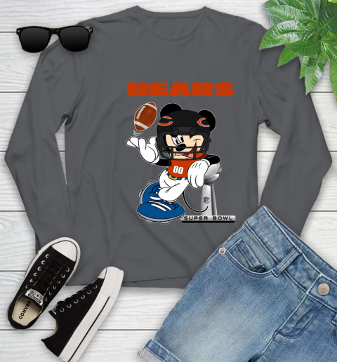 NFL Chicago Bears Mickey Mouse Disney Super Bowl Football T Shirt Youth Long Sleeve 8