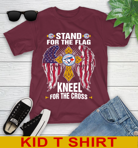 MLB Baseball Toronto Blue Jays Stand For Flag Kneel For The Cross Shirt Youth T-Shirt 5
