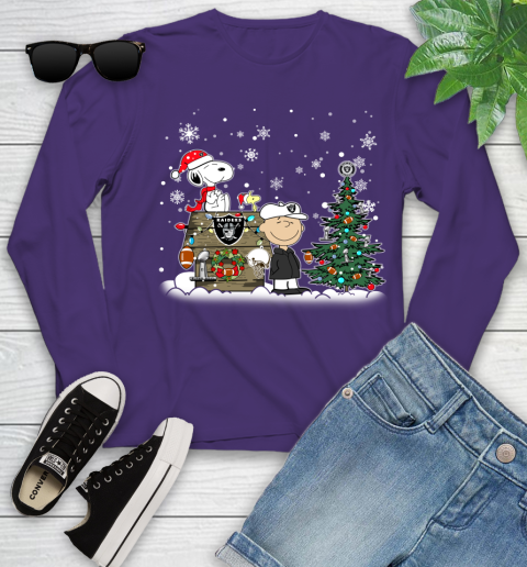 NFL Oakland Raiders Snoopy Charlie Brown Christmas Football Super Bowl Sports Youth Long Sleeve 4