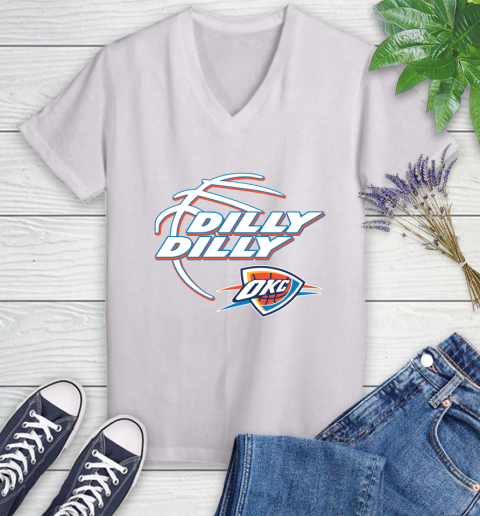 NBA Oklahoma City Thunder Dilly Dilly Basketball Sports Women's V-Neck T-Shirt