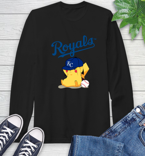 MLB Pikachu Baseball Sports Kansas City Royals Long Sleeve T-Shirt 2