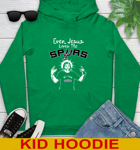 San Antonio Spurs NBA Basketball Even Jesus Loves The Spurs Shirt Youth Hoodie - Image 9