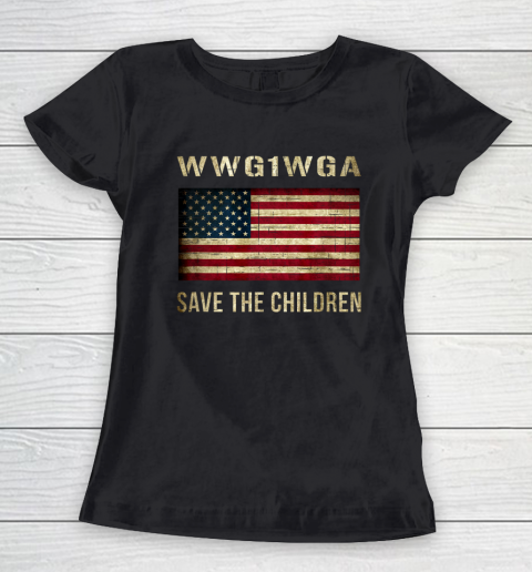 Save Children WWG1WGA American Flag Awareness 2020 Vintage Women's T-Shirt