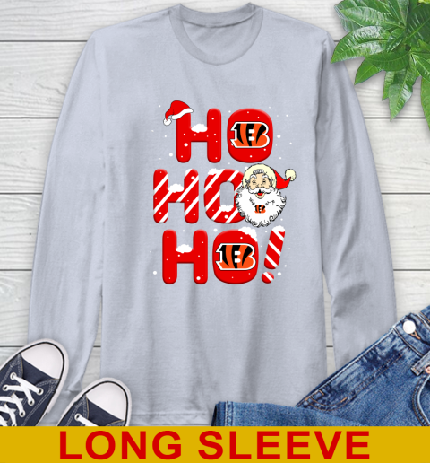 Cincinnati Bengals NFL Football Ho Ho Ho Santa Claus Merry Christmas Shirt Long Sleeve T-Shirt 6
