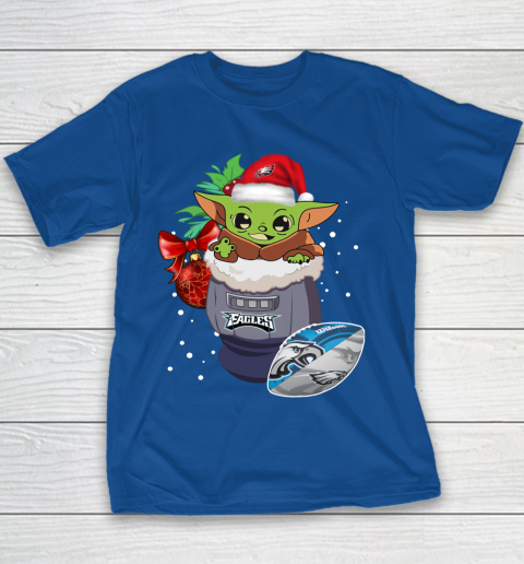 Philadelphia Eagles Christmas Baby Yoda Star Wars Funny Happy NFL Youth T-Shirt 8
