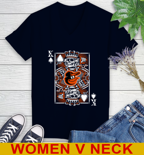 Baltimore Orioles MLB Baseball The King Of Spades Death Cards Shirt Women's V-Neck T-Shirt 2