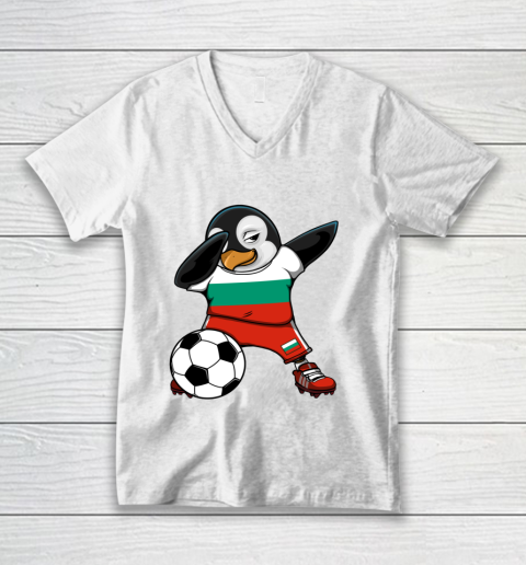 Dabbing Penguin Bulgaria Soccer Fans Jersey Football Lovers Long Sleeve V-Neck T-Shirt