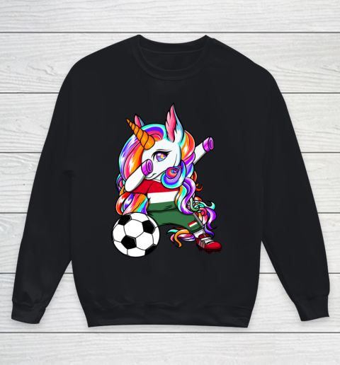 Dabbing Unicorn Hungary Soccer Fans Jersey Flag Football Youth Sweatshirt
