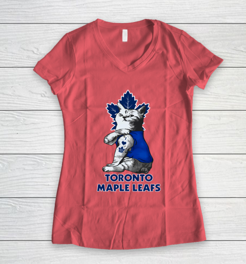 NHL My Cat Loves Toronto Maple Leafs Hockey Women's V-Neck T-Shirt 4