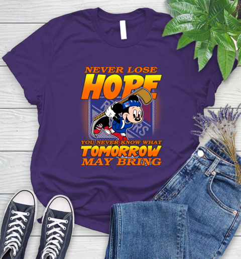 New York Rangers NHL Hockey ootball Mickey Disney Never Lose Hope Women's T-Shirt 4