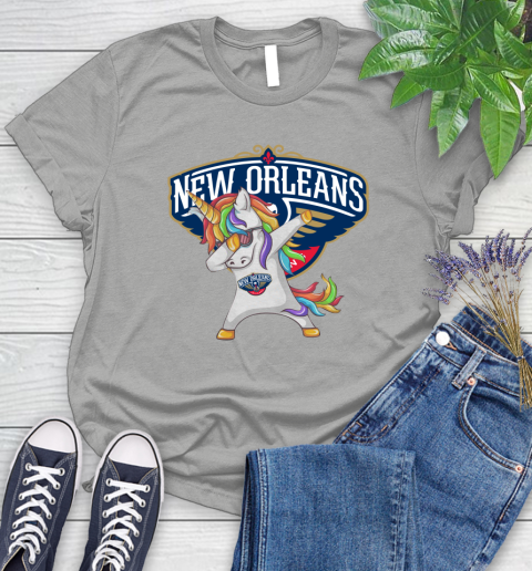 New Orleans Pelicans NBA Basketball Funny Unicorn Dabbing Sports Women's T-Shirt 10