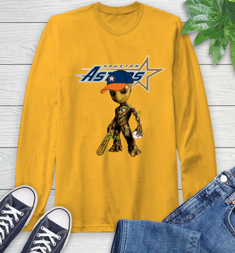MLB Houston Astros Groot Guardians Of The Galaxy Baseball Long Sleeve T-Shirt 3