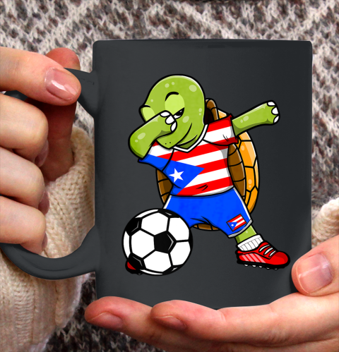 Dabbing Turtle Puerto Rico Soccer Fans Jersey Flag Football Ceramic Mug 11oz