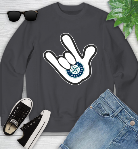 Seattle Mariners MLB Baseball Mickey Rock Hand Disney Youth Sweatshirt 6