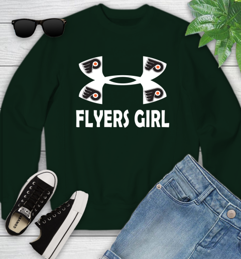 NHL Philadelphia Flyers Girl Under Armour Hockey Sports Youth Sweatshirt 9
