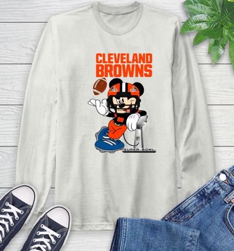 NFL Cleveland Browns Mickey Mouse Disney Super Bowl Football T Shirt Long Sleeve T-Shirt 12