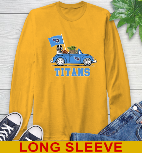 NFL Football Tennessee Titans Darth Vader Baby Yoda Driving Star Wars Shirt Long Sleeve T-Shirt 3
