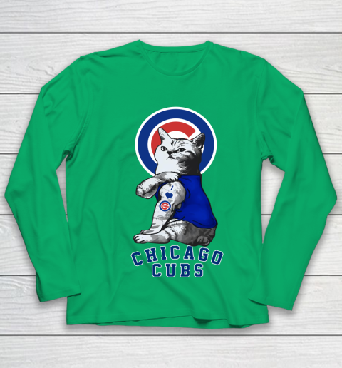 MLB Baseball My Cat Loves Chicago Cubs Youth Long Sleeve 4