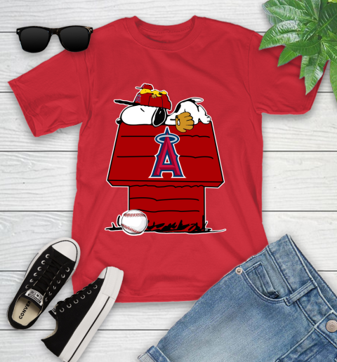 MLB Los Angeles Angels Snoopy Woodstock The Peanuts Movie Baseball T Shirt Youth T-Shirt 10