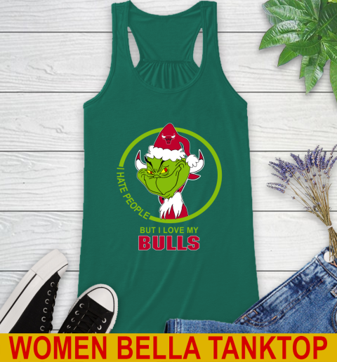Chicago Bulls NBA Christmas Grinch I Hate People But I Love My Favorite Basketball Team Racerback Tank 7