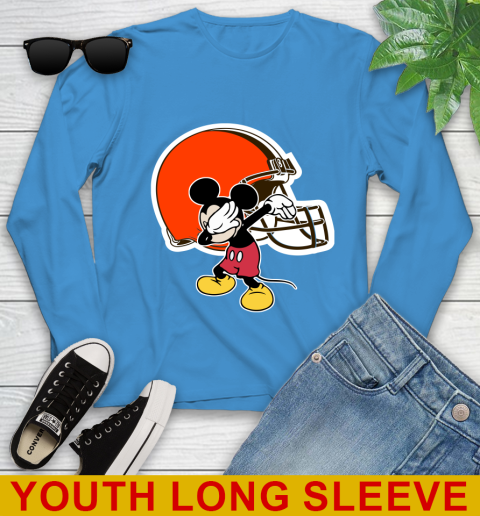 Cleveland Browns NFL Football Dabbing Mickey Disney Sports Youth Long Sleeve 8