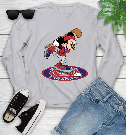 NHL Hockey Montreal Canadiens Cheerful Mickey Disney Shirt Youth Long Sleeve 5
