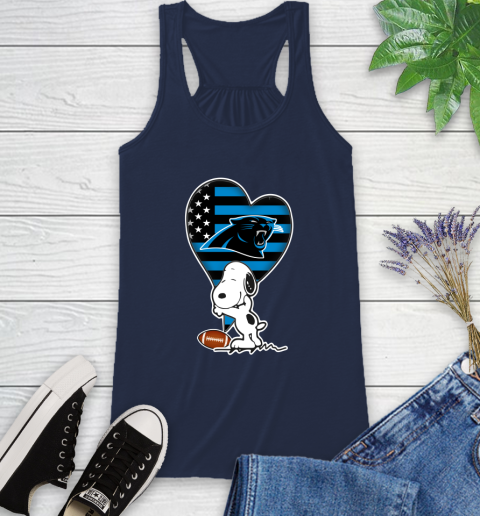 Carolina Panthers NFL Football The Peanuts Movie Adorable Snoopy Racerback Tank 10