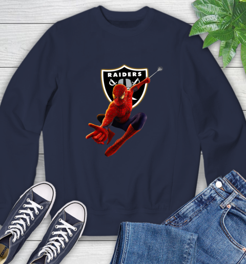 NFL Spider Man Avengers Endgame Football Oakland Raiders Sweatshirt
