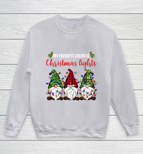 My Favorite Color Is Christmas Light Gnome Merry Christmas Youth Sweatshirt 3
