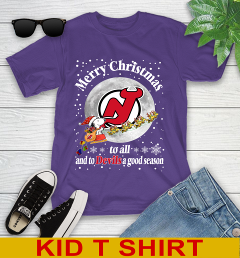 New Jersey Devils Merry Christmas To All And To Devils A Good Season NHL Hockey Sports Youth T-Shirt 3