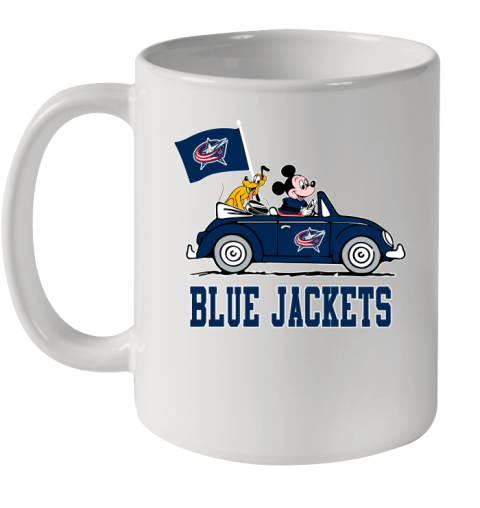 NHL Hockey Columbus Blue Jackets Pluto Mickey Driving Disney Shirt Ceramic Mug 11oz