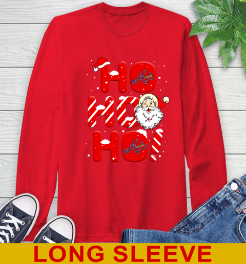 Atlanta Braves MLB Baseball Ho Ho Ho Santa Claus Merry Christmas Shirt Long Sleeve T-Shirt 12