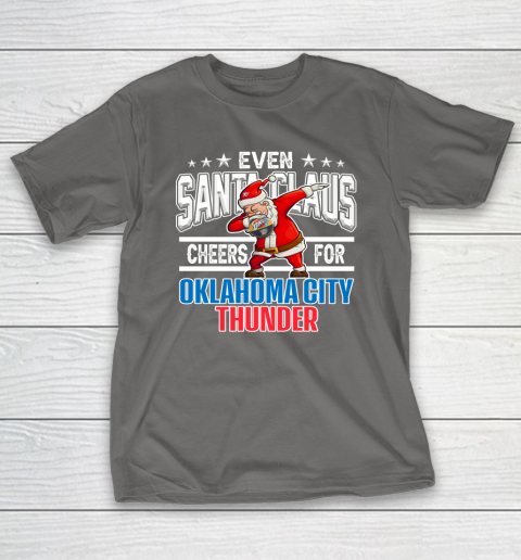 Oklahoma City Thunder Even Santa Claus Cheers For Christmas NBA T-Shirt 8