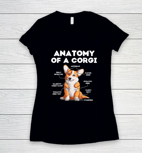 Anatomy of a Corgi Dog Lover Women's V-Neck T-Shirt