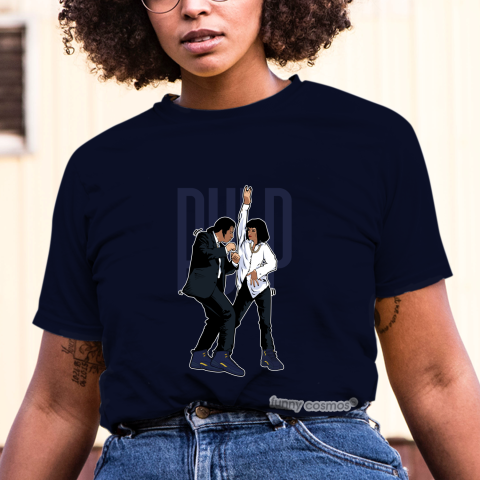 Air Jordan 12 Michigan Matching Sneaker Tshirt Pulp Fiction Dance Navy and Yellow Jordan Tshirt